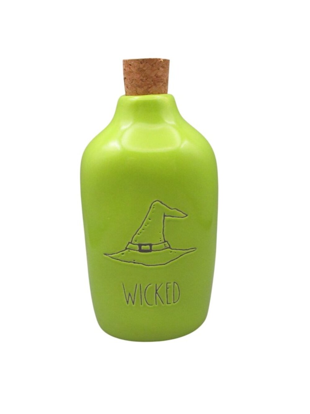 Rae Dunn Wicked Green Ceramic Corked Bottle Halloween Decor Gently Used